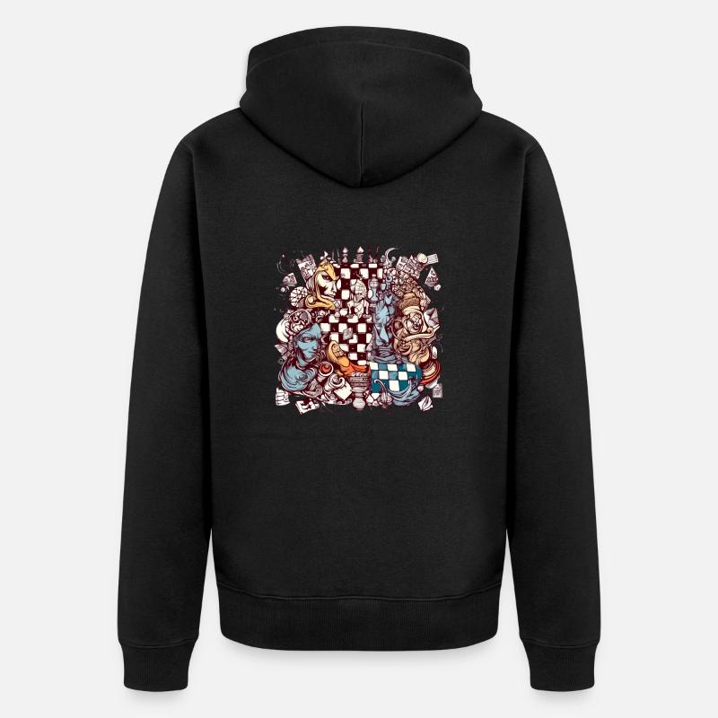 Abstraction échiquéenne n°3 - Veste à capuche bio Premium Unisexe - noir