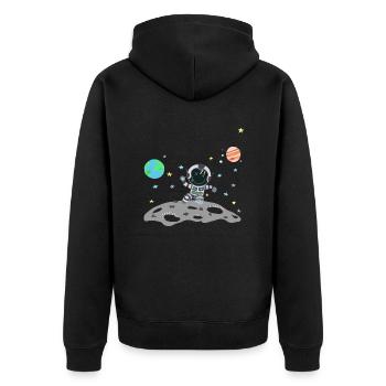 grey astronaut - Unisex Premium Organic Zip Hoodie - black - Back - Nico (187cm)