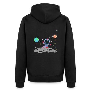 astronaute bleu rose - Veste à capuche bio Premium Unisexe - noir - Dos - Nico (187cm)