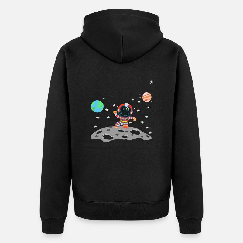 astronaute rouge blanc - Veste à capuche bio Premium Unisexe - noir