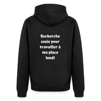 J'ai promis de vous faire rire aujourd'hui - Veste à capuche bio Premium Unisexe - noir - Dos - Nico (187cm)