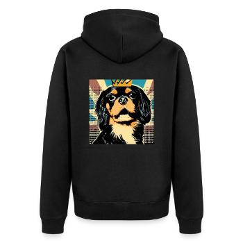 King charles Spaniel - Unisex Premium Organic Zip Hoodie - black - Back - Nico (187cm)