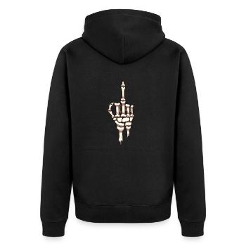 Skeleton Middle Finger - Unisex Premium Organic Zip Hoodie - black - Back - Nico (187cm)