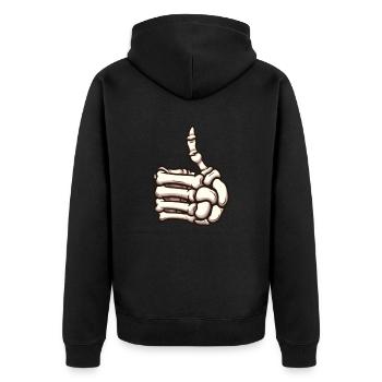 Skeleton Thumb Up - Unisex Premium Organic Zip Hoodie - black - Back - Nico (187cm)