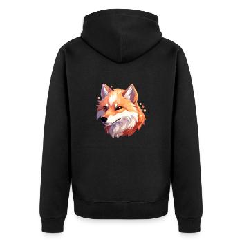 Wolf Kawaii - Unisex Premium Organic Zip Hoodie - black - Back - Nico (187cm)