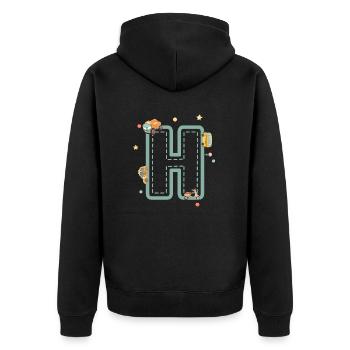 Letter h vehicle - personalized child gift - Unisex Premium Organic Zip Hoodie - black - Back - Nico (187cm)