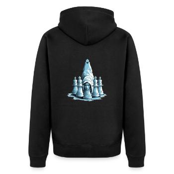 Laurent als Stück verkleidet - Unisex Premium Bio Zip Hoodie - Schwarz - Hinten - Nico (187cm)