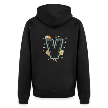 Letter v vehicle - personalized child gift - Unisex Premium Organic Zip Hoodie - black - Back - Nico (187cm)