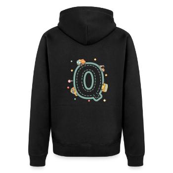 Lettre q véhicule - cadeau enfant personnalisé - Veste à capuche bio Premium Unisexe - noir - Dos - Nico (187cm)