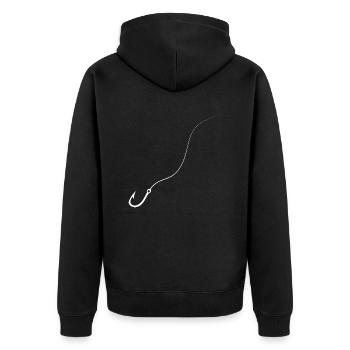 Angelhaken Schnur Fischer Fischer Fisch Angeln - Unisex Premium Bio Zip Hoodie - Schwarz - Hinten - Nico (187cm)