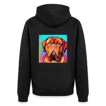 Bordeauxdogge Pop Art - Unisex Premium Bio Zip Hoodie - Schwarz - Hinten - Nico (187cm)