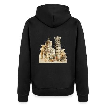 Leaning Tower of Pisa Italy abstract design - Unisex Premium Organic Zip Hoodie - black - Back - Nico (187cm)