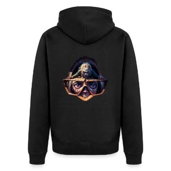 Geekhead-Zombie - Unisex Premium Bio Zip Hoodie - Schwarz - Hinten - Nico (187cm)