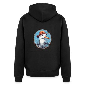 Möwe - Unisex Premium Bio Zip Hoodie - Schwarz - Hinten - Nico (187cm)