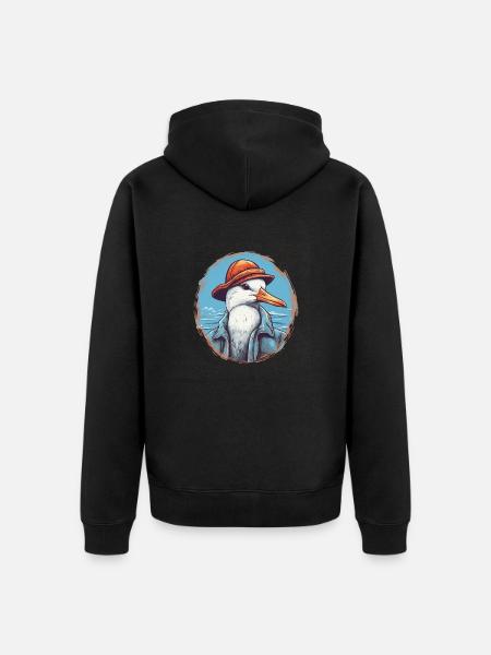 Möwe - Unisex Premium Bio Zip Hoodie - Schwarz