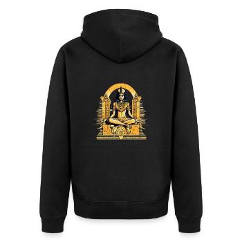 Die Sphinx Nr. 4 - Unisex Premium Bio Zip Hoodie - Schwarz - Hinten - Nico (187cm)