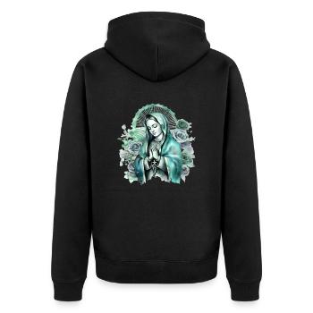 Holly Mary Maria Madonna Mariana Virgin Mary Holy - Unisex Premium Organic Zip Hoodie - black - Back - Nico (187cm)