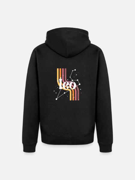 Löwe-Retro-Horoskop - Unisex Premium Bio Zip Hoodie - Schwarz