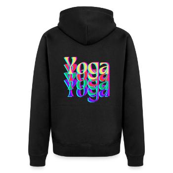 Yoga Spread - Unisex Premium Organic Zip Hoodie - black - Back - Nico (187cm)