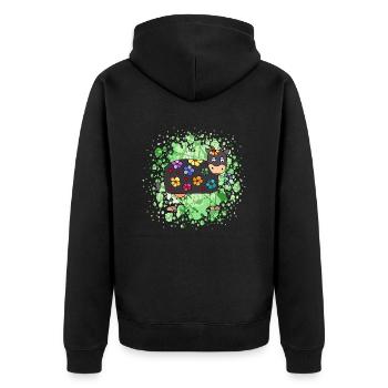 Cow - Unisex Premium Organic Zip Hoodie - black - Back - Nico (187cm)