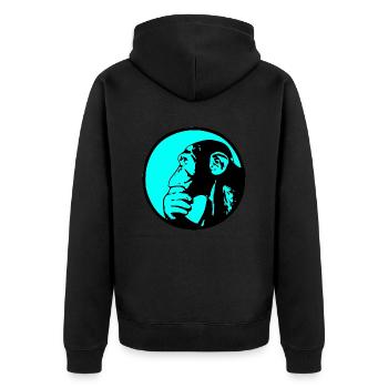 Denkender Affe Schimpanse - Unisex Premium Bio Zip Hoodie - Schwarz - Hinten - Nico (187cm)