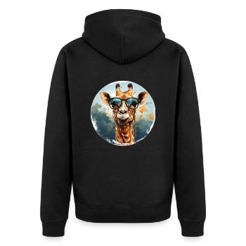 Girafe hipster animale avec des lunettes de soleil drôle - Veste à capuche bio Premium Unisexe - noir - Dos - Nico (187cm)
