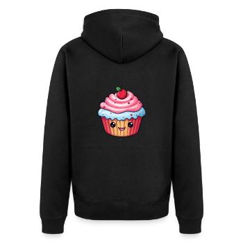 Cupcake - Unisex Premium Bio Zip Hoodie - Schwarz - Hinten - Nico (187cm)