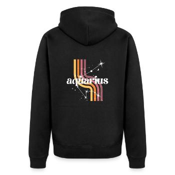 Wassermann Retro-Horoskop - Unisex Premium Bio Zip Hoodie - Schwarz - Hinten - Nico (187cm)