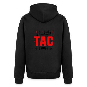 Je Suis TAC -Tic Tac Drôle Cadeau pour les couples - Veste à capuche bio Premium Unisexe - noir - Dos - Nico (187cm)