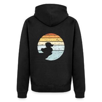 Gummi Quietscheente Bad Ente Klippe Sonne Mond - Unisex Premium Bio Zip Hoodie - Schwarz - Hinten - Nico (187cm)