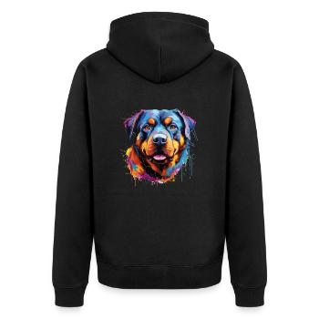 der liebe Rotti - Unisex Premium Bio Zip Hoodie - Schwarz - Hinten - Nico (187cm)
