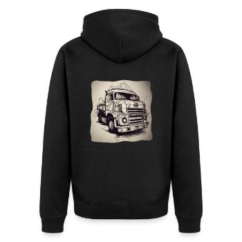 Truck - Unisex Premium Organic Zip Hoodie - black - Back - Nico (187cm)