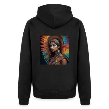 Feather in Colors 2 - Unisex Premium Bio Zip Hoodie - Schwarz - Hinten - Nico (187cm)