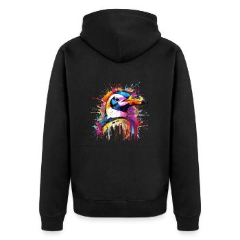 die bunte Antarktis - Unisex Premium Bio Zip Hoodie - Schwarz - Hinten - Nico (187cm)