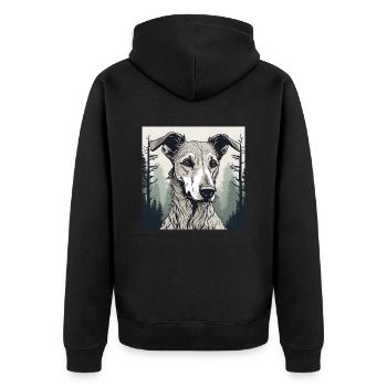 Portrait of a Lurcher - Unisex Premium Organic Zip Hoodie - black - Back - Nico (187cm)