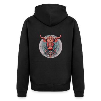 Cow - Unisex Premium Organic Zip Hoodie - black - Back - Nico (187cm)