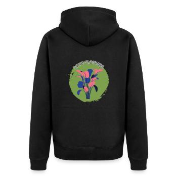 Flowers Blumen Liebe Naturverbunden - Unisex Premium Bio Zip Hoodie - Schwarz - Hinten - Nico (187cm)