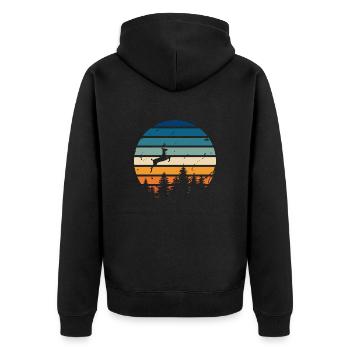 Retro deer - Unisex Premium Organic Zip Hoodie - black - Back - Nico (187cm)