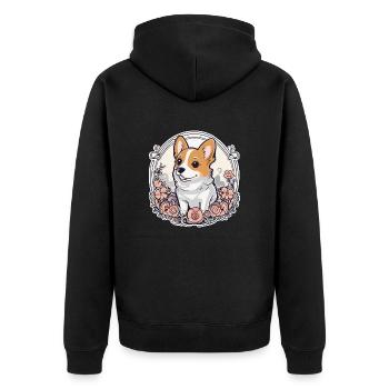 Corgi aux roses - Veste à capuche bio Premium Unisexe - noir - Dos - Nico (187cm)