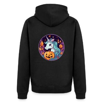 Unicorn on Halloween - Unisex Premium Organic Zip Hoodie - black - Back - Nico (187cm)