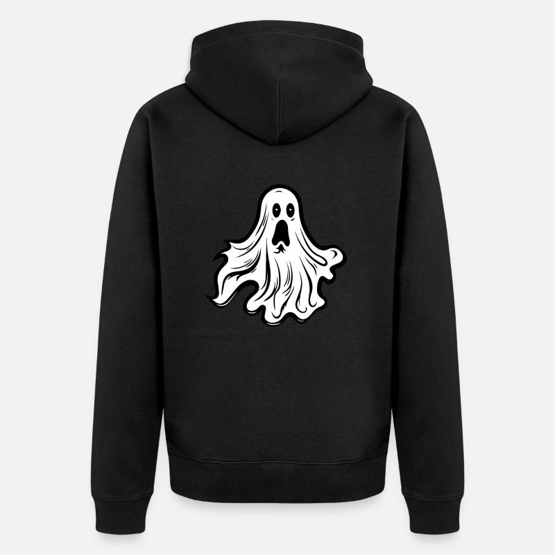Spooky Cute Kawaii Ghost Design - Veste à capuche bio Premium Unisexe - noir