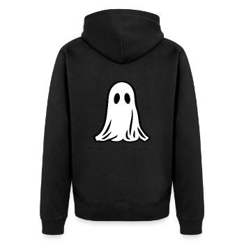 Spooky Cute Kawaii Ghost Design - Unisex Premium Organic Zip Hoodie - black - Back - Nico (187cm)