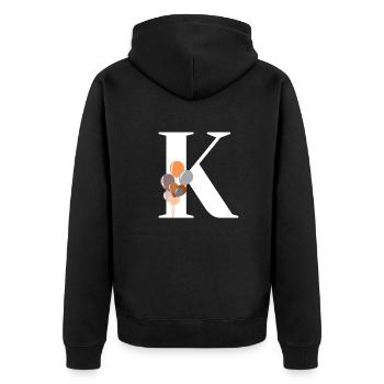 Buchstabe k Geburtstagsballon - Unisex Premium Bio Zip Hoodie - Schwarz - Hinten - Nico (187cm)