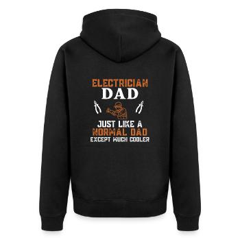 Elektriker-Papa wie ein normaler Papa - Unisex Premium Bio Zip Hoodie - Schwarz - Hinten - Nico (187cm)