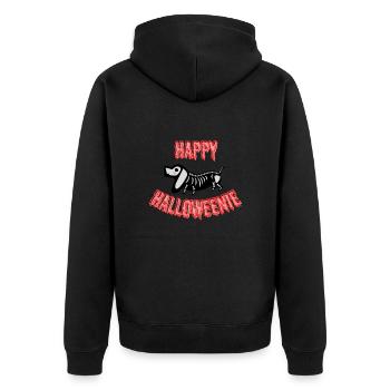 Teckel d’Halloween Happy Halloweenie, blanc - Veste à capuche bio Premium Unisexe - noir - Dos - Nico (187cm)