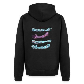 Zombie Hands - Unisex Premium Organic Zip Hoodie - black - Back - Nico (187cm)
