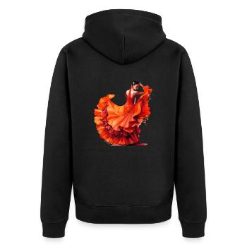 Flamenco Tänzer werden Bailaoras genannt - Unisex Premium Bio Zip Hoodie - Schwarz - Hinten - Nico (187cm)
