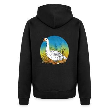 Gans - Unisex Premium Bio Zip Hoodie - Schwarz - Hinten - Nico (187cm)