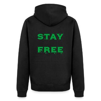 stay free - Unisex Premium Bio Zip Hoodie - Schwarz - Hinten - Nico (187cm)
