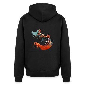 Great Wall of China, a masterpiece - Unisex Premium Organic Zip Hoodie - black - Back - Nico (187cm)